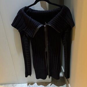Patrizia Pepe Black Ribbed Knit Sweater